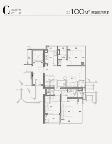 C户型3室2厅2卫1厨