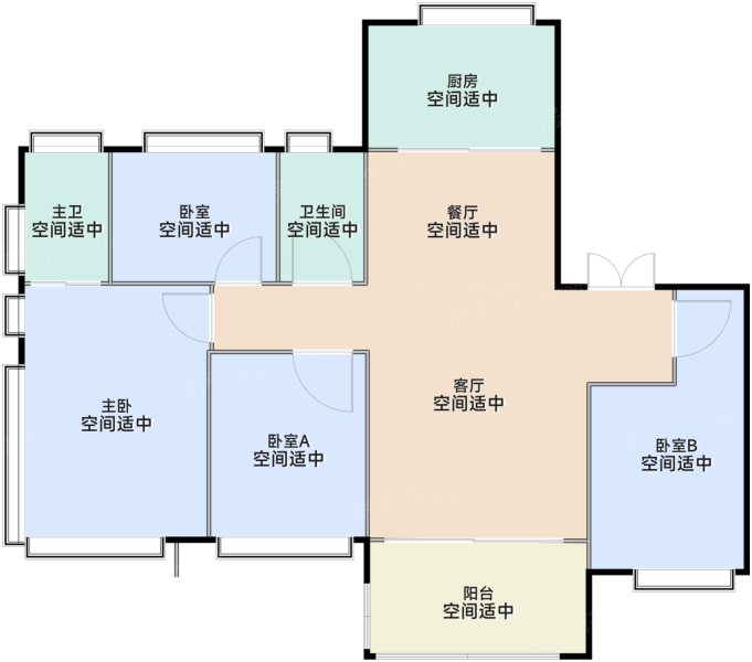C1户型4室2厅2卫1厨