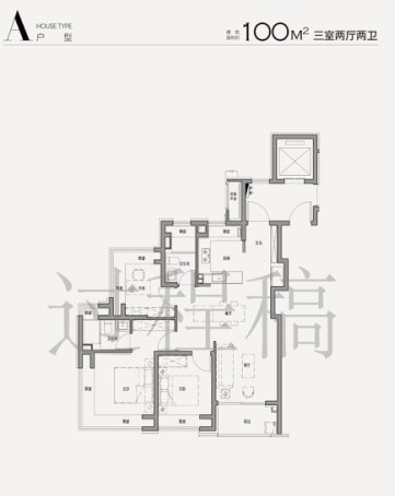 A户型3室2厅2卫1厨